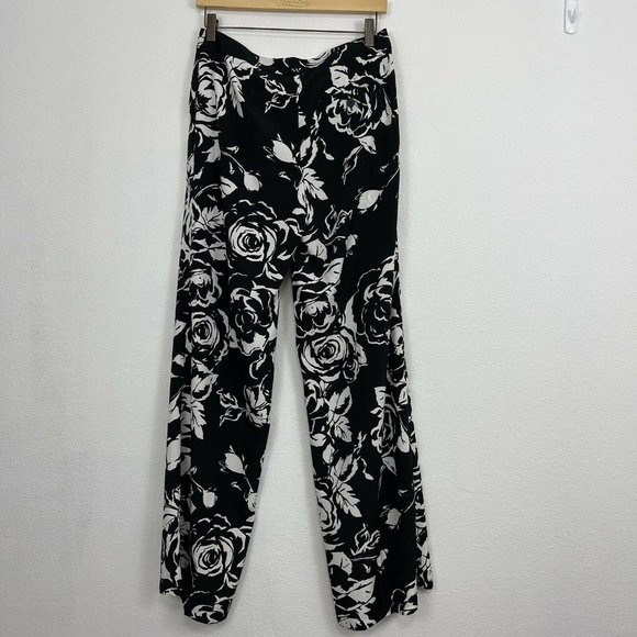 Lauren Ralph Pants Women’s PALAZZO Wide Leg Floral size 4 Black Pockets  New - Picture 4 of 6